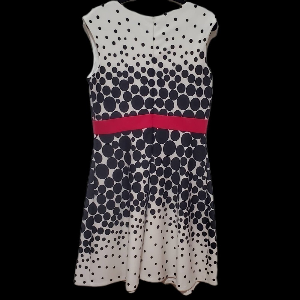 Sandra Darren Black & White Polka Dot Print‎ Sleeveless Dress Women's Size 14